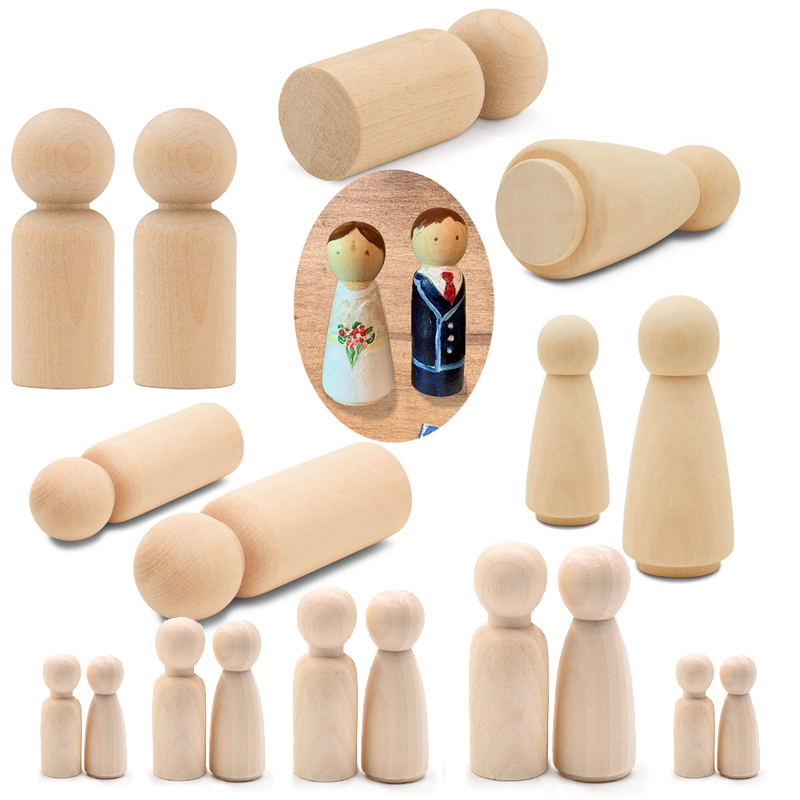 Art And Craft For Nursery - 5 szt. Niedokończone drewniane figurki, lalki