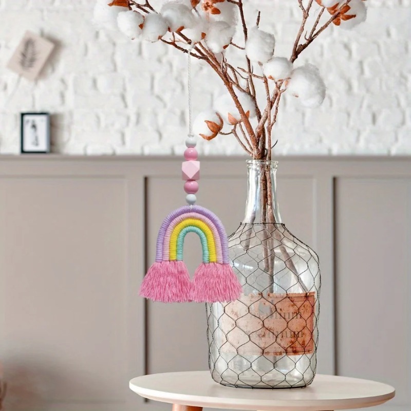 Art And Craft For Nursery - Tęczowe dzwonki wietrzne, tkane miniaturowe dekoracje